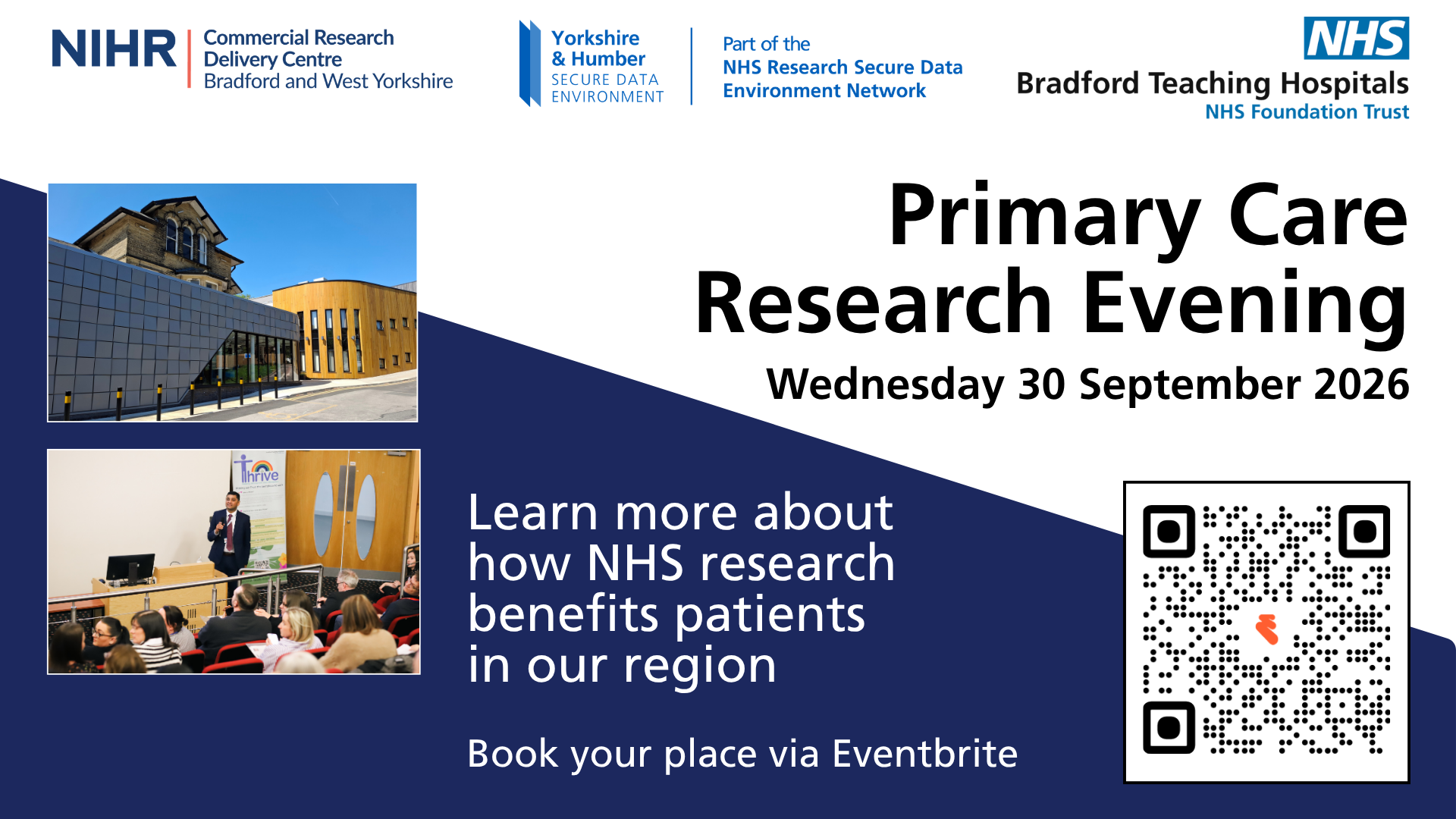 Are you a #GP in West Yorkshire? Do you have questions about health and data in the NHS? Come to this free event to hear from your local NHS organisations, patients, and other GPs and find out how research is benefitting our region